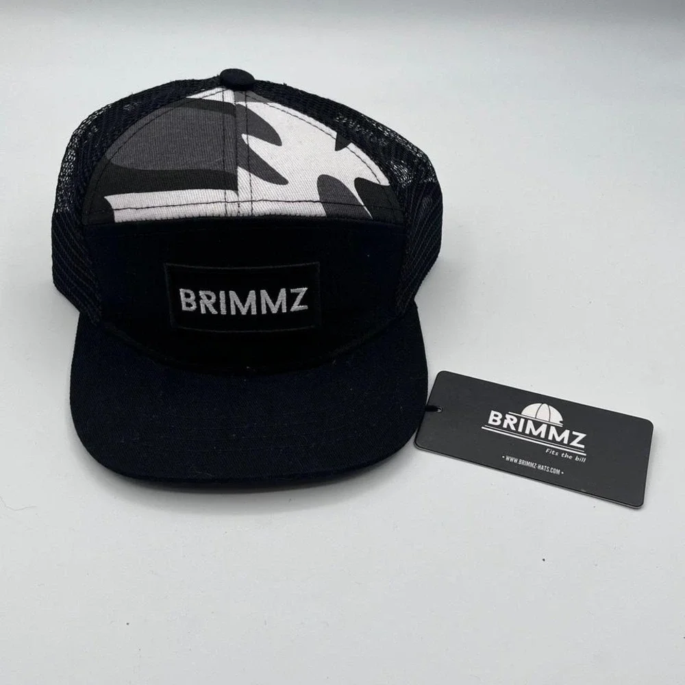 BRIMMZ Toddler Snow‎ Camo Trucker Hat XS Black White Mesh Snapback NWT